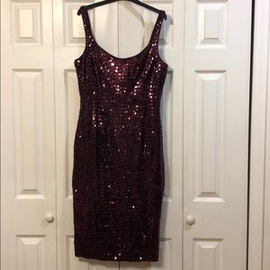 Short Wine Color Sequence Dress